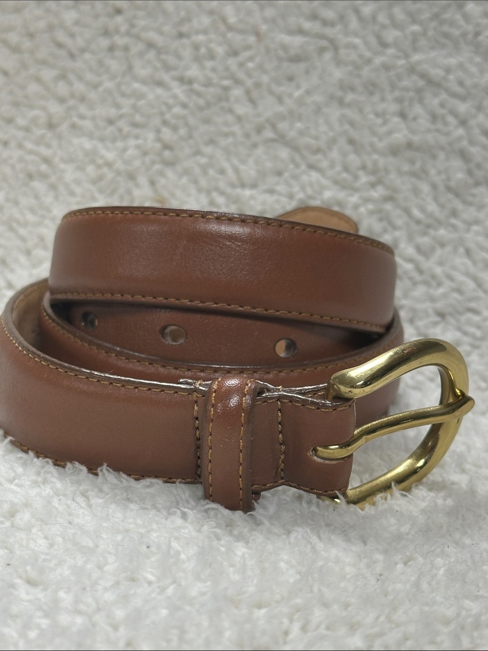 L.L. Bean Brown Leather Gold Tone Buckle Belt Made in USA, Size XL (1x 38x 44)